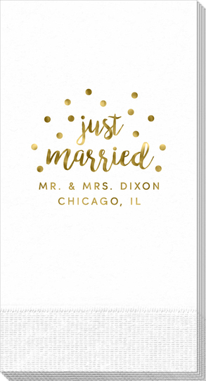 Confetti Dots Just Married Guest Towels